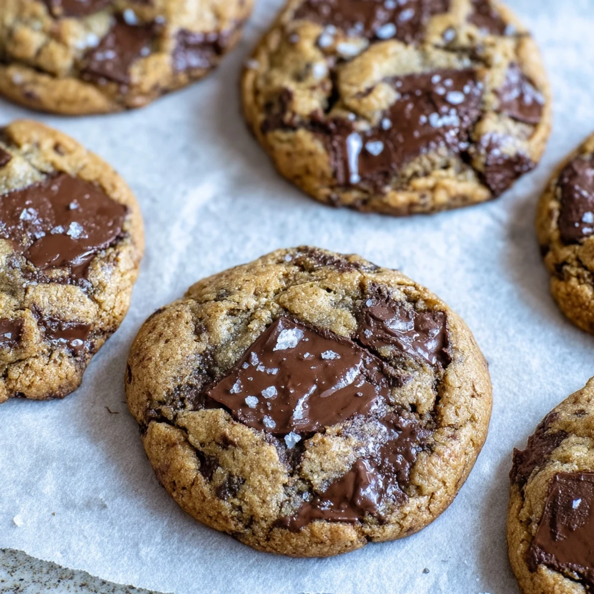 Warm chocolate chunk skillet cookie, a bubbly, golden-brown dessert with melted chocolate oozing on top.