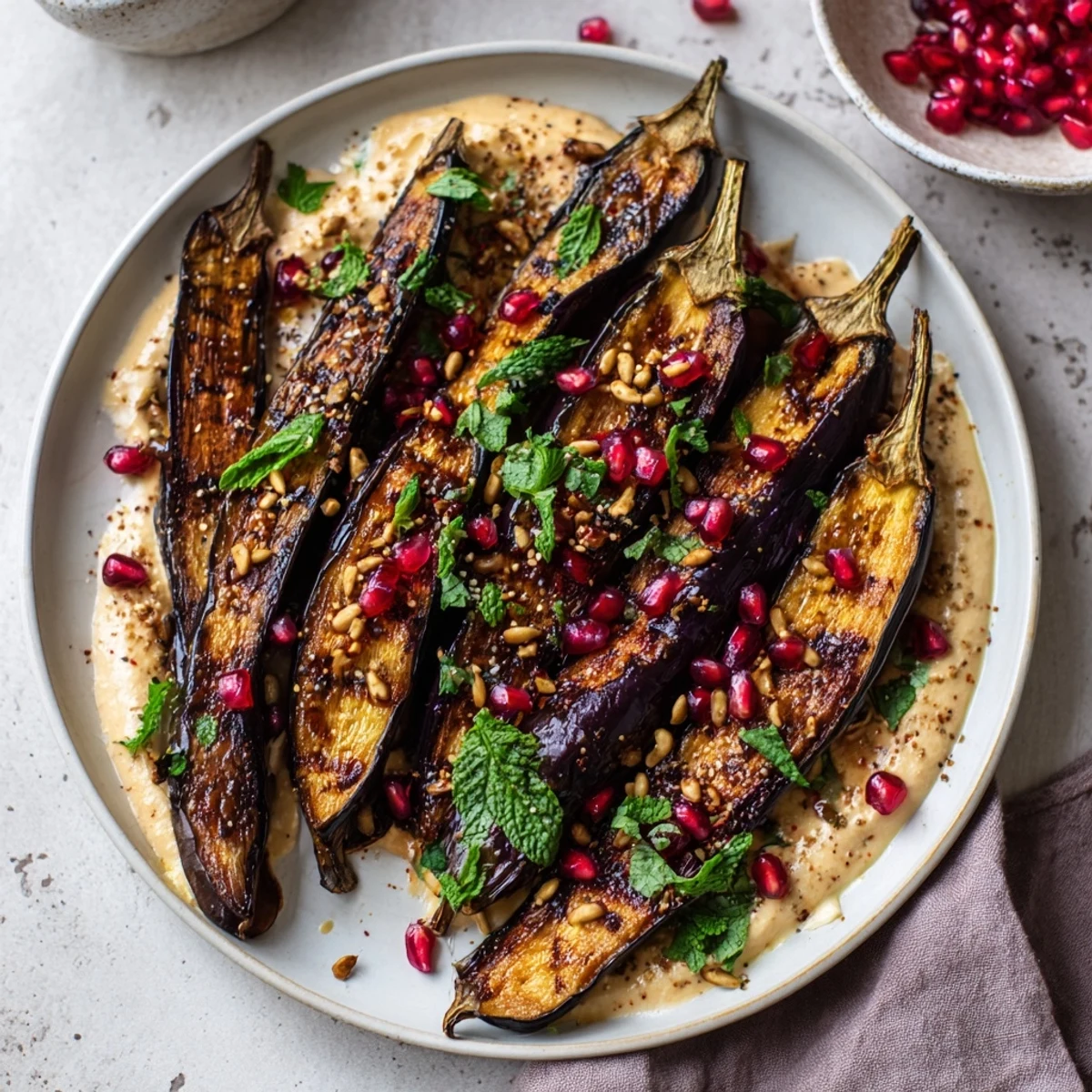 Roasted Eggplant Pomegranate Yogurt