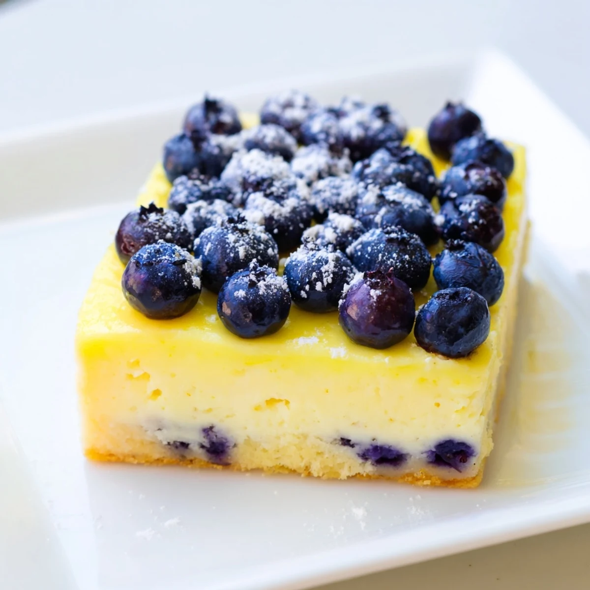 Imagine the tart lemon flavor in these baked Decadent Lemon Curd and Blueberry Squares, with flaky crust.