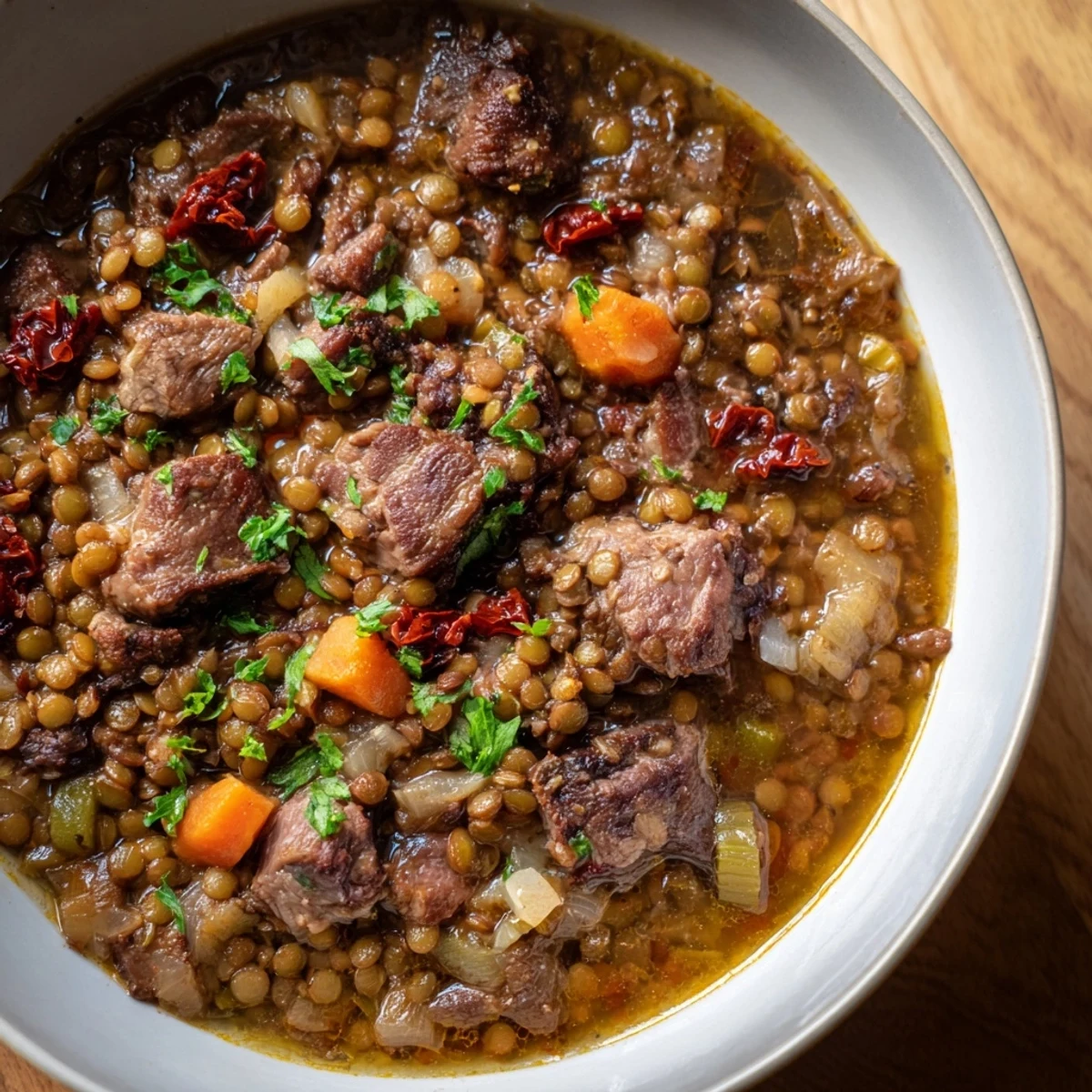 Spicy Beef Lentil Soup