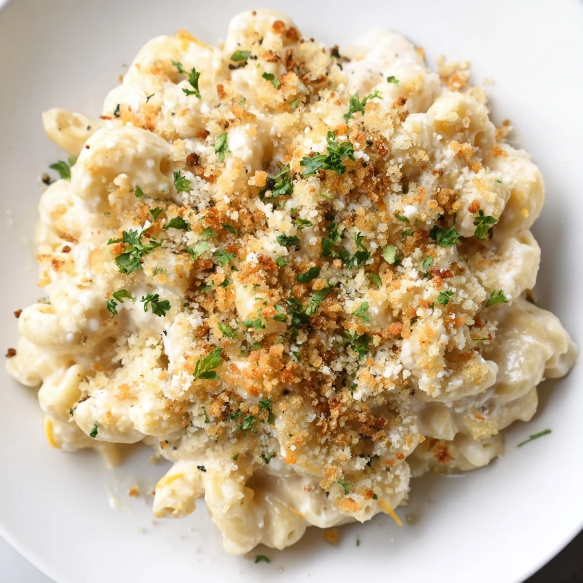 High-Protein Mac & Cheese with creamy, cheese-covered pasta, perfect for a cozy, satisfying dinner.