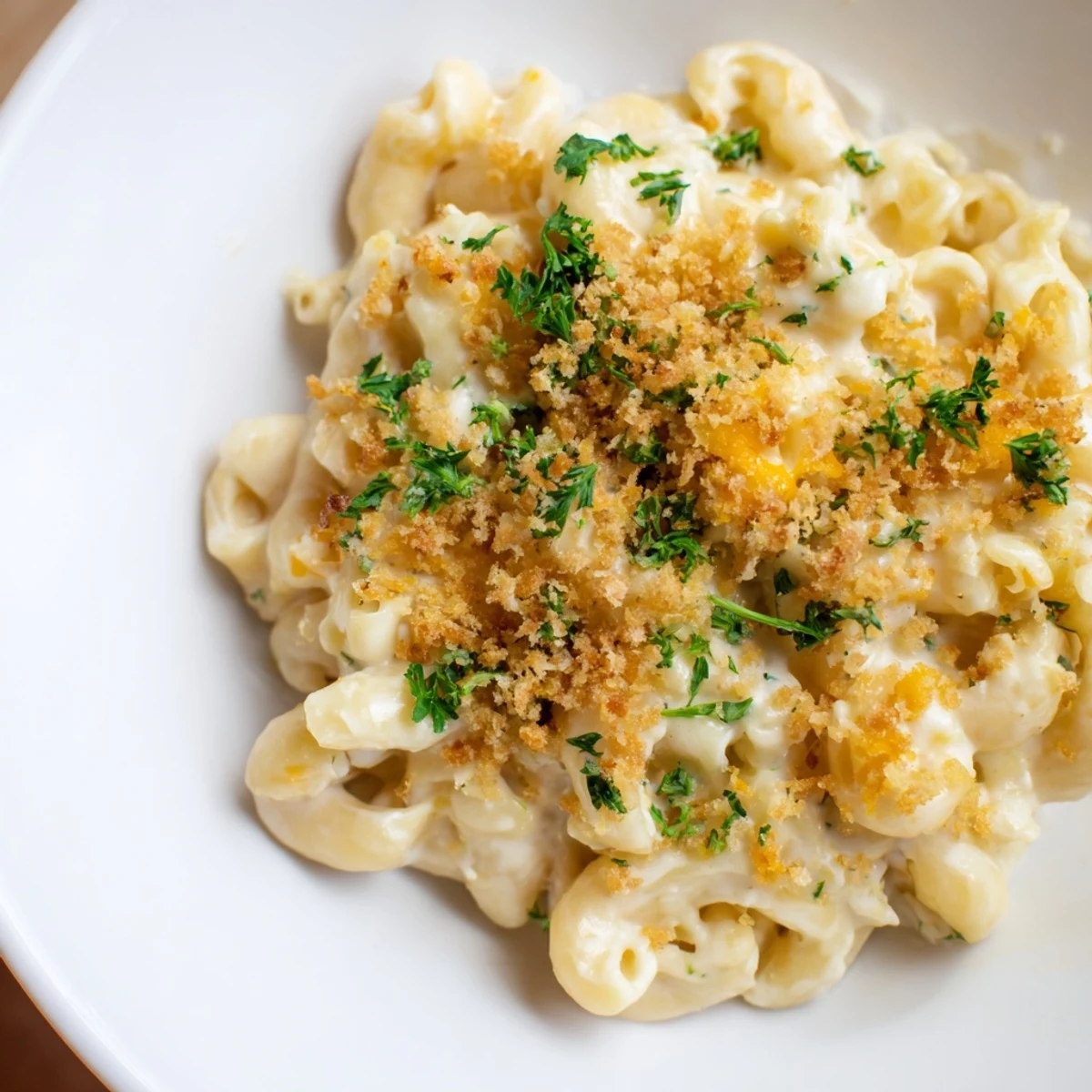 Indulge in this comforting bowl of High-Protein Mac & Cheese, boasting blended cottage cheese for extra creaminess.