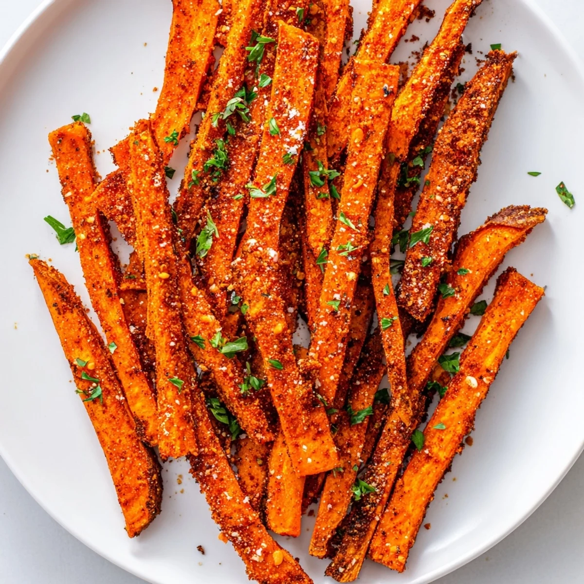 Spicy Cajun Spiced Sweet Potato Fries, air-fried to golden perfection, offering a delightful crunch in every bite.