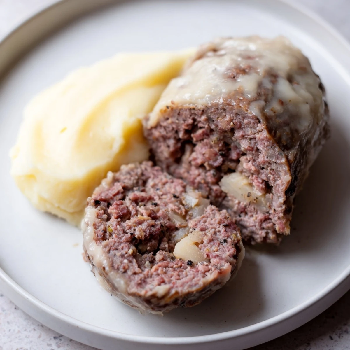 Steaming Scottish haggis, savory and spiced, served with creamy mashed neeps and tatties.