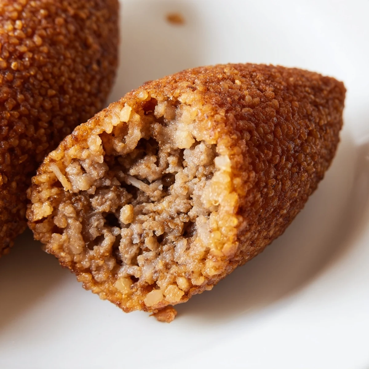 Golden-brown Lebanese Kibbeh, a crispy fried or baked meat and bulgur treat, ready to enjoy.
