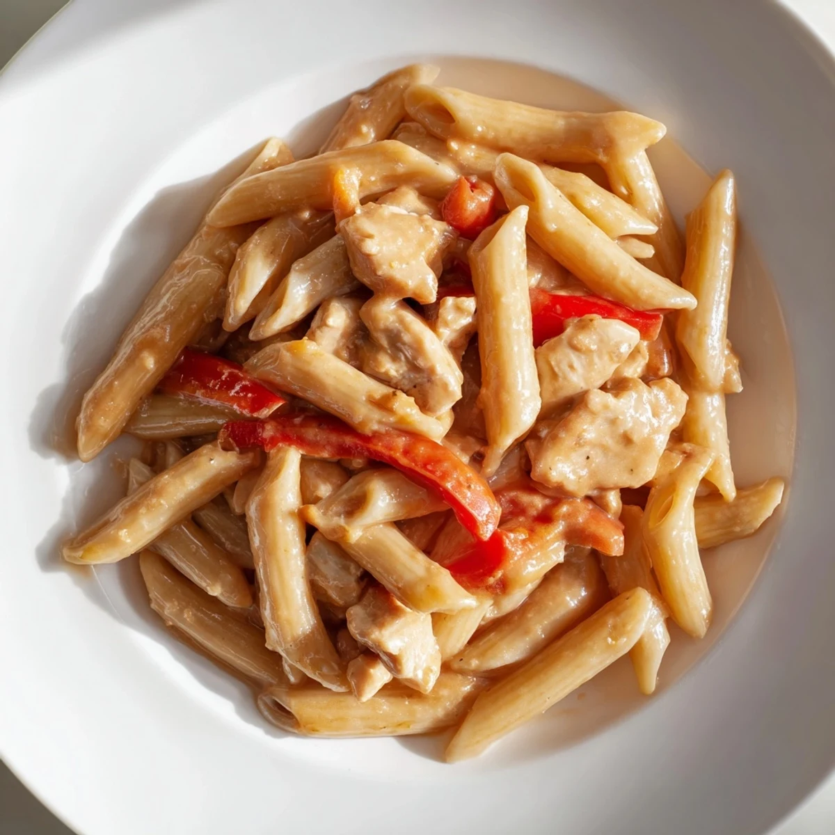 Creamy Sweet Chili Chicken Pasta served hot with fresh cilantro and sesame seeds, a colorful weeknight dinner.