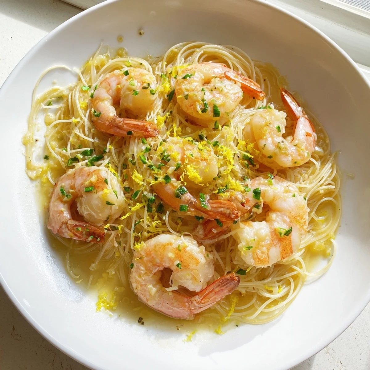 Perfect for a quick weeknight meal, this light yet satisfying pasta is plated for a beautiful, appetizing presentation.