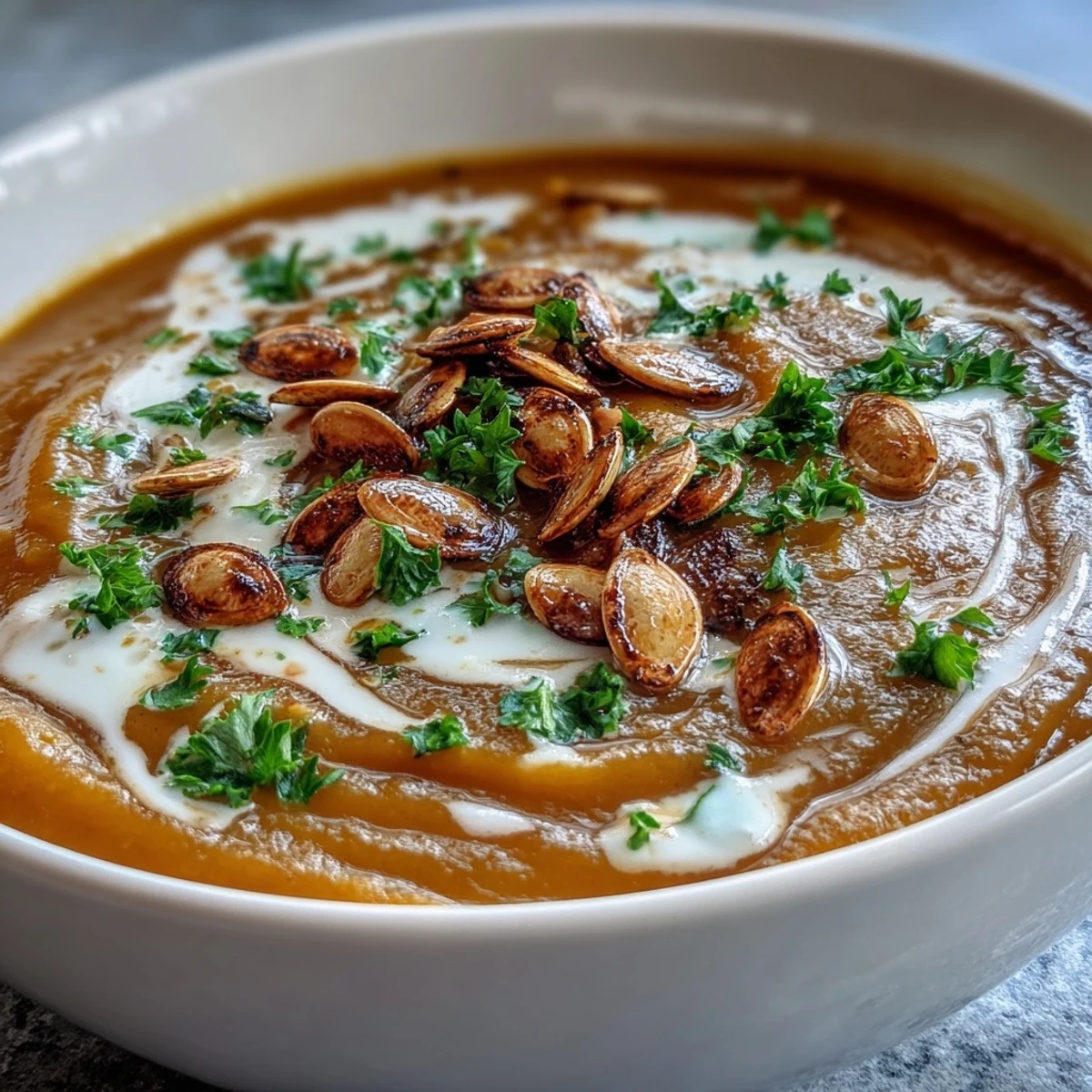Velvety butternut squash and apple soup, a perfect autumn comfort food.
