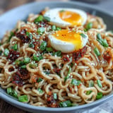 Savory Instant ramen elevated with rich garlic butter sauce, ready to eat now.