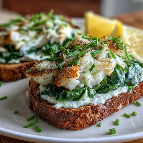 Flaky smoked haddock and creamy spinach top golden rye toast for a protein-rich breakfast.