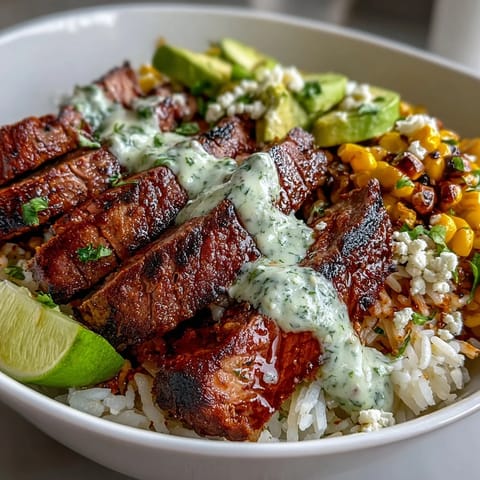 Steak Avocado Roasted Corn Bowl