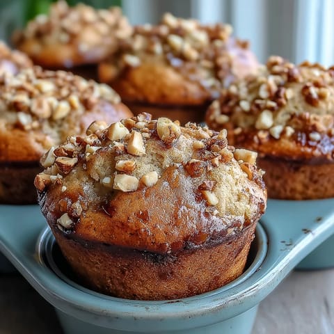 A close-up of a warm Peanut Butter and Guava Muffin split open to reveal a melted guava preserves center and moist crumb.