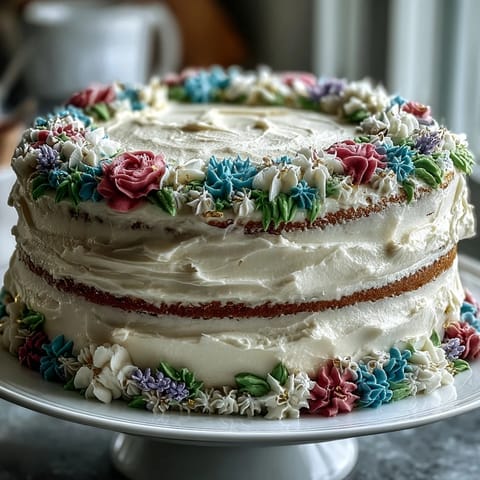 Beautiful vanilla cake with floral buttercream, celebrating a Taurus birthday and graduation in elegant style.