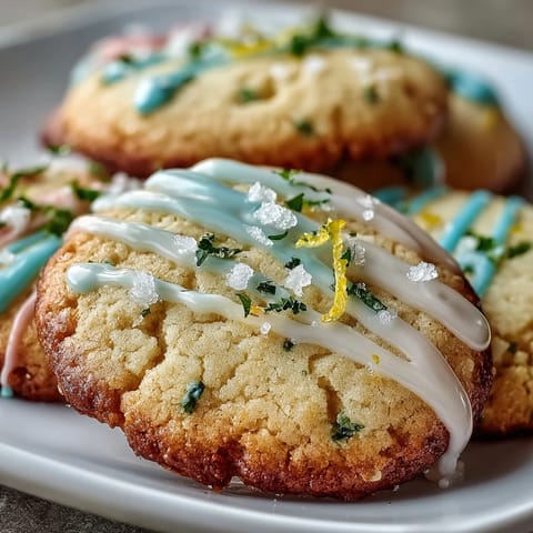 Vibrant lemon sugar cookies with pastel glaze, perfect for spring celebrations, featuring soft texture and citrus aroma.