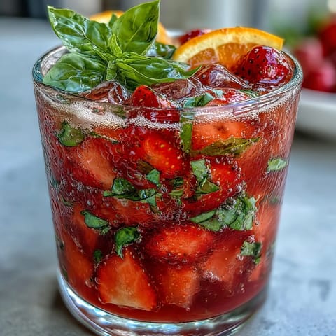 Strawberry Basil Sangria Mocktail