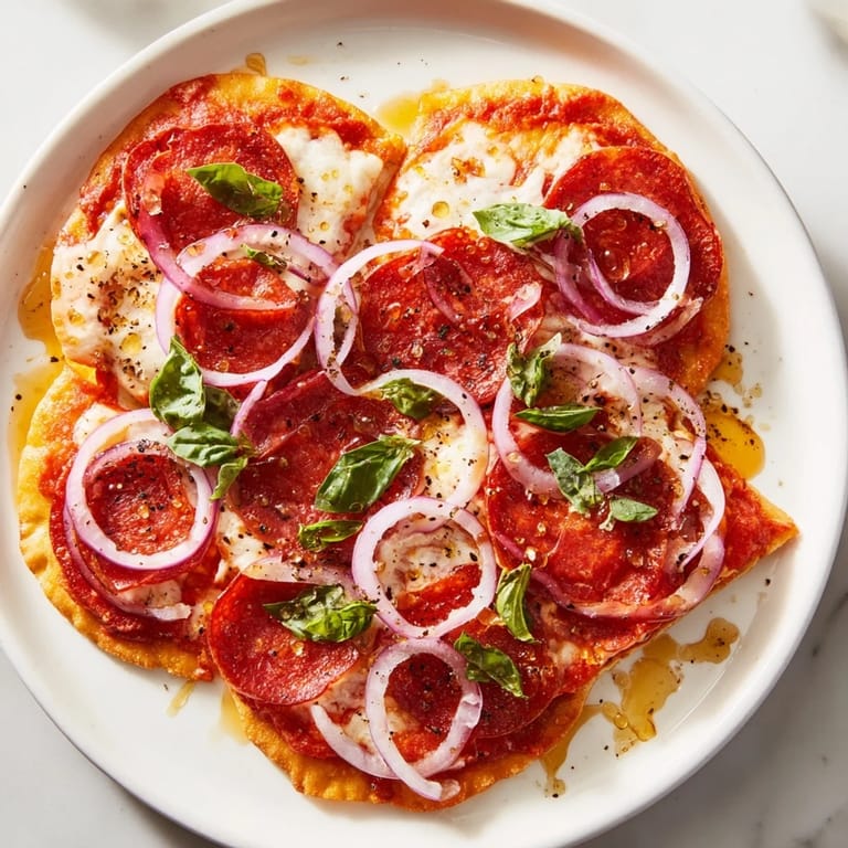 Golden-brown crust on a delicious hot honey pepperoni flatbread, perfect for a pizza night feast.