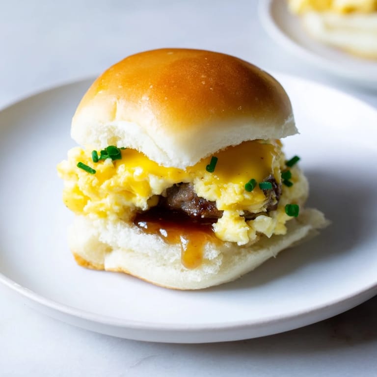 These fluffy Mini Breakfast Sliders offer a delightful blend of sweet maple and savory sausage.