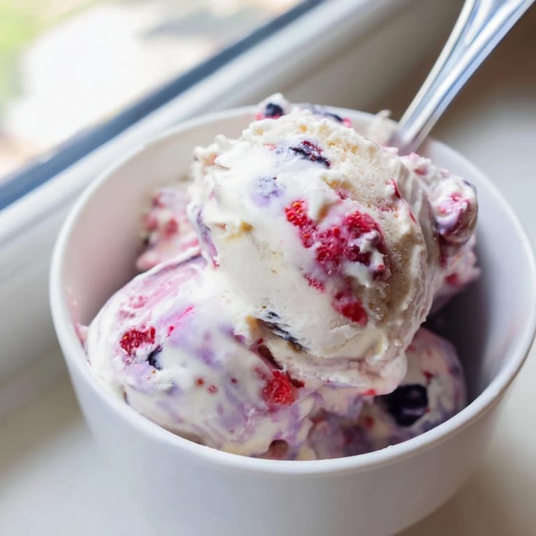 Cool, creamy Cottage Cheese Ice Cream, blended to a smooth, delicious, frozen dessert.