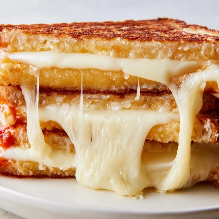 The gooey Mozzarella Stick Grilled Cheese features crunchy sticks and buttery sourdough for comfort.  