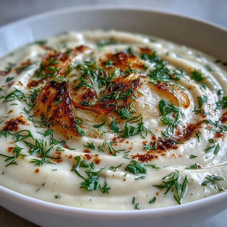 Enjoy this smooth parsnip and herb soup, perfect with a dollop of cream.