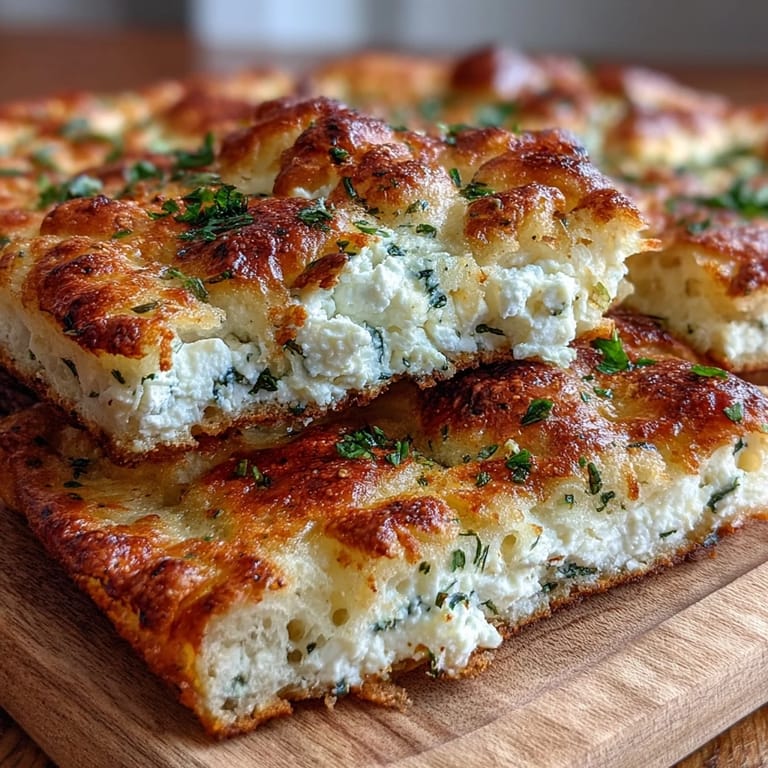Warm Fluffy Cottage Cheese Flatbread served alongside a bowl of dip, steam rising from the soft, tender surface.