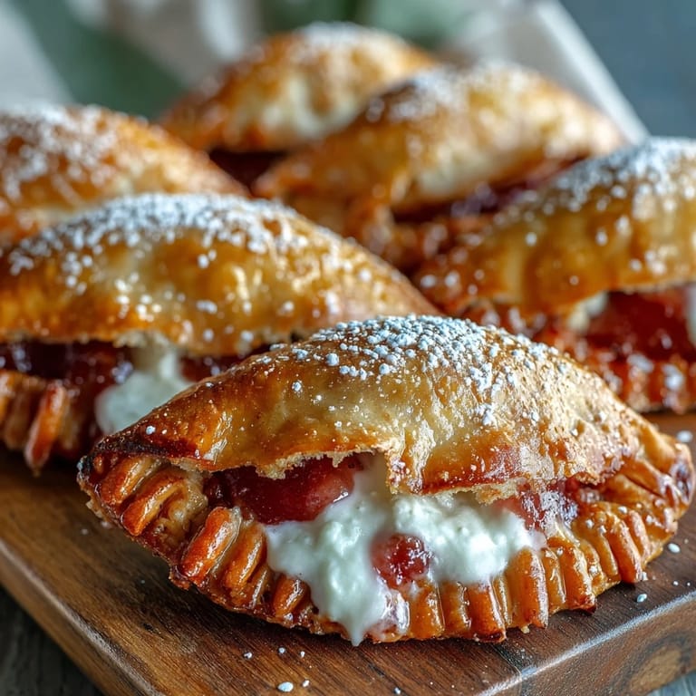 Warm Guava and Cheese Empanadas served with a dollop of whipped cream for dipping