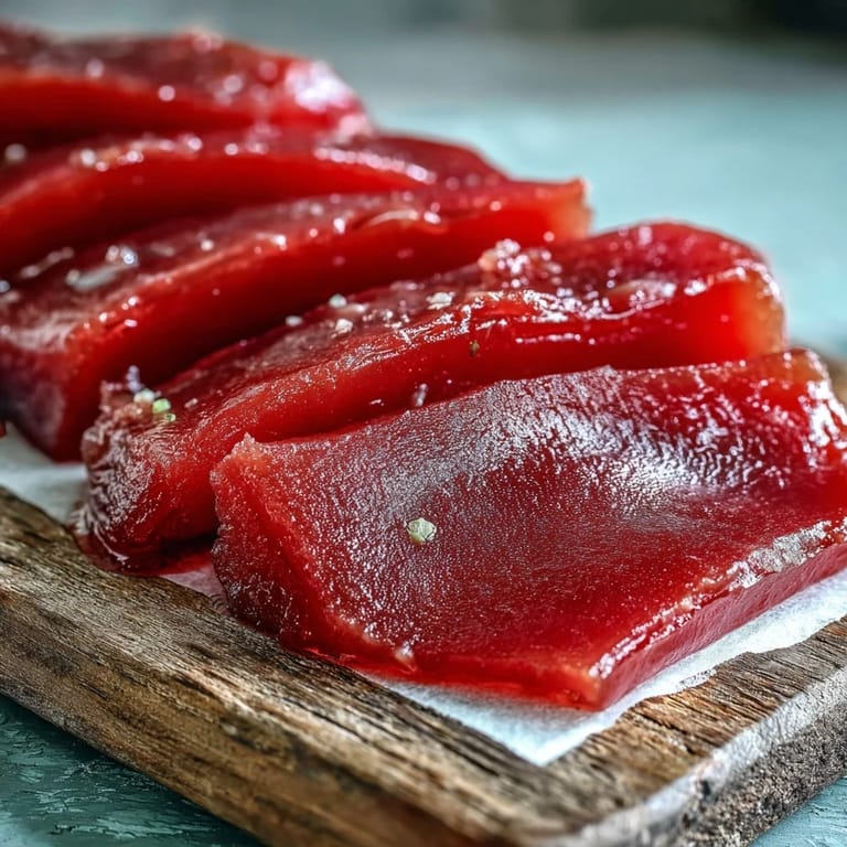Homemade guava paste cooling in a parchment-lined pan, ready to slice for dessert recipes.