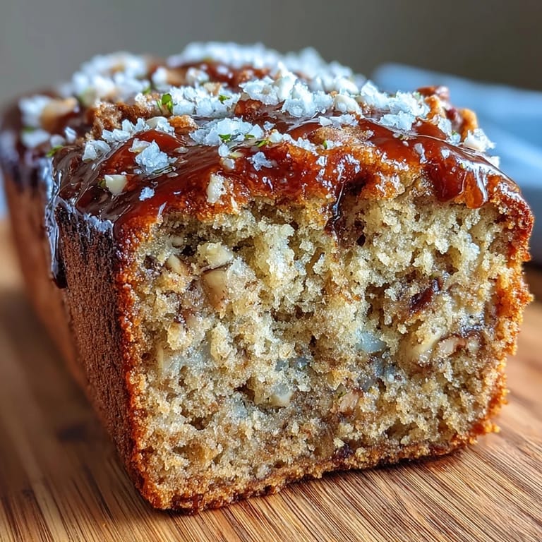 A slice of Vegan Cardamom Guava Banana Bread with a lime glaze drip, showcasing tropical guava swirls in the tender texture.