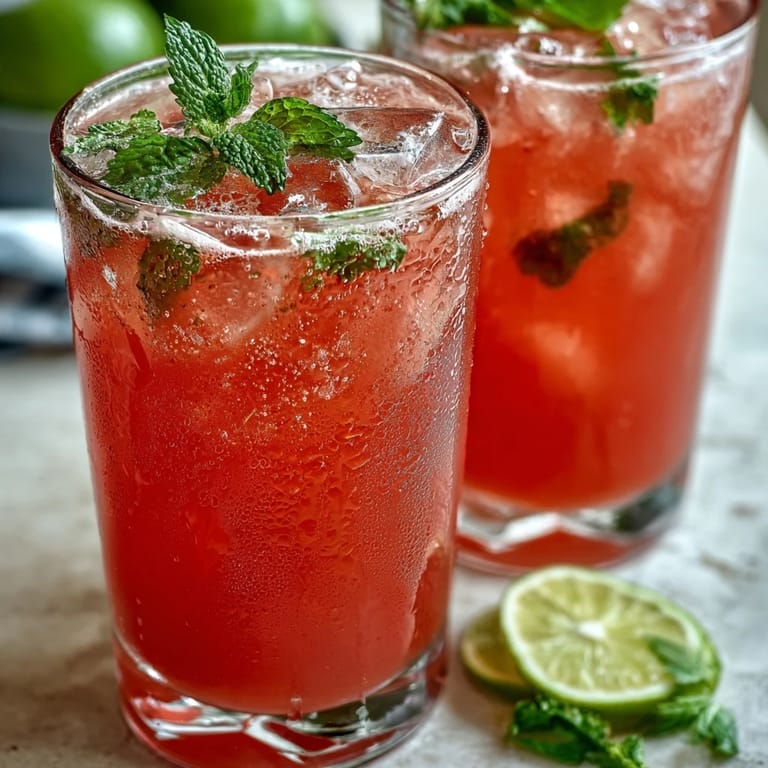 Bright tropical Guava Juice With Sparkling Water is poured into a glass, fizzing and ready to sip.