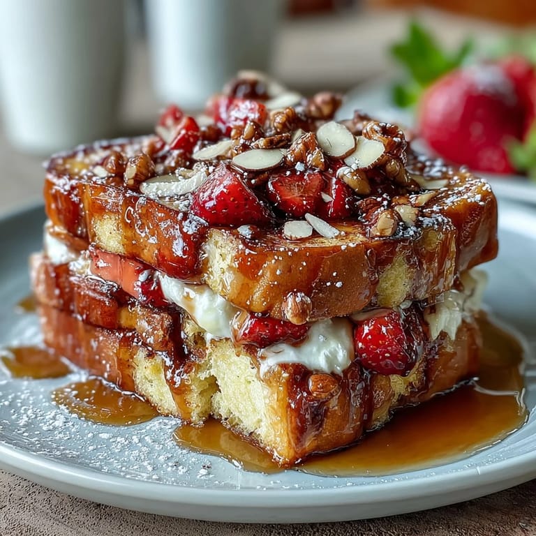 Layers of soft brioche, fresh strawberries, and creamy custard create a comforting, crowd-pleasing breakfast casserole with a golden crust.