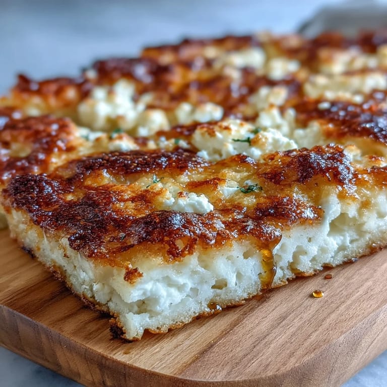 Healthy gluten-free flatbread with cottage cheese, baked to perfection, a versatile base.