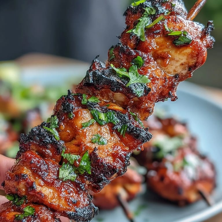 Boldly seasoned grilled chicken al pastor skewers with pineapple, offering a colorful and aromatic dish perfect for summer cookouts.