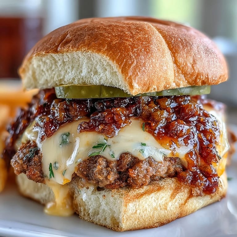 Crispy-edged beef smash burger sliders with secret sauce, served on buttery toasted brioche buns for a festive BBQ.