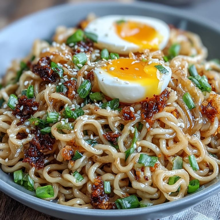 Savory Instant ramen elevated with rich garlic butter sauce, ready to eat now.