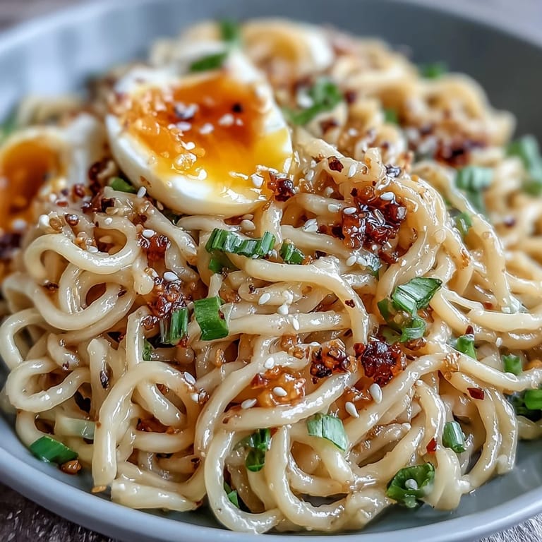 A steaming bowl of viral garlic butter ramen, perfect for a quick weeknight meal.