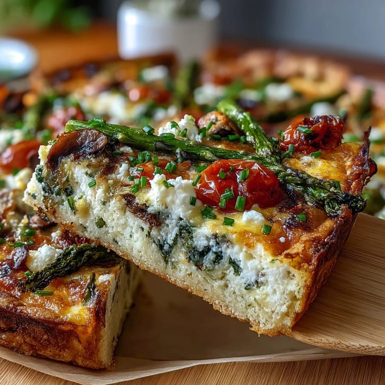 Easy Sheet Pan Easter Frittata, artfully arranged with colorful veggies, perfect for sharing.