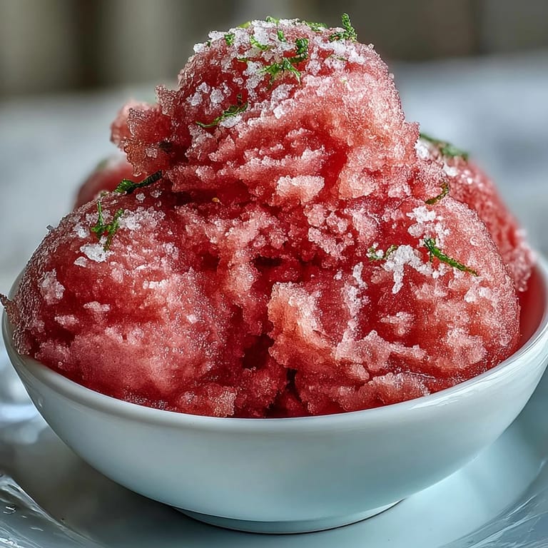 Creamy 3-ingredient watermelon sorbet blending smoothly for a perfect summer chill.