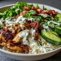 Vibrant Middle Eastern Shawarma Bowl bursting with spiced chicken and fresh vegetables.